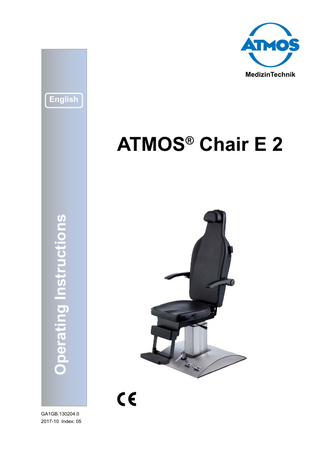 Chair E 2 Operating Instructions Index 05 Oct 2017