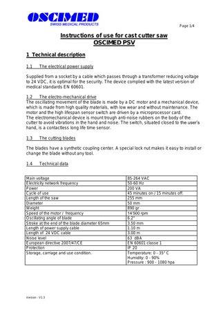 OSCIMED PSV Instructions For Use Ver V1.3