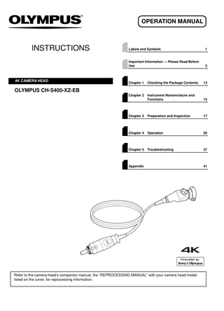 CH-S400-XZ-EB 4K CAMERA HEAD Operation Manual Feb 2020