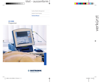 titel - aussenform  Cardiac Rhythm Management Implant Control System  verkürzt  Technical Manual  ICS 3000 Programmer  336832--G_GA_ICS3000_U1-Tiel-Aus1-2 1-2  04.08.2009 11:26:30  