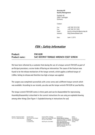 S4C OCCIPUT TORQUE WRENCH F-SET SCREW Safety Infomation June 2015