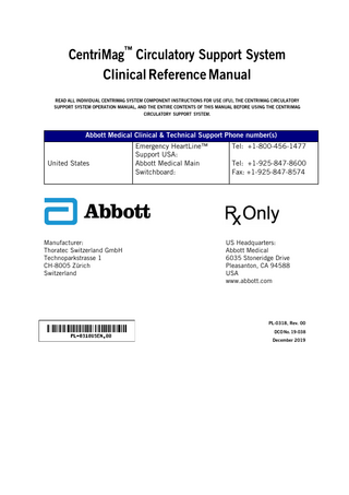 CentriMag Circulatory Support Systems Clinical Reference Manual Rev 00