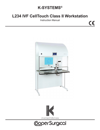 K-SYSTEMS®  L234 IVF CellTouch Class II Workstation Instruction Manual  