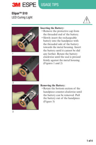 Elipar S10 LED Usage Tips Operating Instructions 