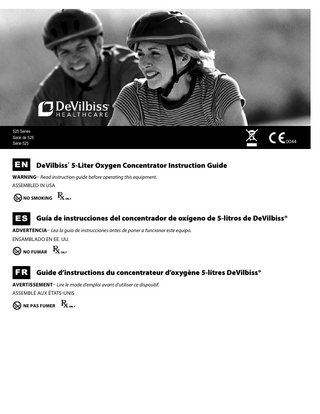 ENGLISH... ESPAÑOL ... FRANÇAIS ...  EN-2 ES-14 FR-27  TABLE OF CONTENTS Symbol Definitions . . . . . . . . . . . . . . . . . . . . . . . . . . . . . . . . . . . . . . . . . . . . . . . . . . . . . . . . . . . . . . . . . . . . . . . . . . . . . . . . . . . . . . . . . . . . . . . . . . . . . . . . . . . . . . . . . . . . Important Safeguards . . . . . . . . . . . . . . . . . . . . . . . . . . . . . . . . . . . . . . . . . . . . . . . . . . . . . . . . . . . . . . . . . . . . . . . . . . . . . . . . . . . . . . . . . . . . . . . . . . . . . . . . . . . . . . . . . .  EN - 3 EN - 3  Introduction . . . . . . . . . . . . . . . . . . . . . . . . . . . . . . . . . . . . . . . . . . . . . . . . . . . . . . . . . . . . . . . . . . . . . . . . . . . . . . . . . . . . . . . . . . . . . . . . . . . . . . . . . . . . . . . . . . . . . . . . . . Intended Use . . . . . . . . . . . . . . . . . . . . . . . . . . . . . . . . . . . . . . . . . . . . . . . . . . . . . . . . . . . . . . . . . . . . . . . . . . . . . . . . . . . . . . . . . . . . . . . . . . . . . . . . . . . . . . . . . . . . Indications For Use . . . . . . . . . . . . . . . . . . . . . . . . . . . . . . . . . . . . . . . . . . . . . . . . . . . . . . . . . . . . . . . . . . . . . . . . . . . . . . . . . . . . . . . . . . . . . . . . . . . . . . . . . . . . . . . Contraindications . . . . . . . . . . . . . . . . . . . . . . . . . . . . . . . . . . . . . . . . . . . . . . . . . . . . . . . . . . . . . . . . . . . . . . . . . . . . . . . . . . . . . . . . . . . . . . . . . . . . . . . . . . . . . . . . Essential Performance . . . . . . . . . . . . . . . . . . . . . . . . . . . . . . . . . . . . . . . . . . . . . . . . . . . . . . . . . . . . . . . . . . . . . . . . . . . . . . . . . . . . . . . . . . . . . . . . . . . . . . . . . . . . Service Life . . . . . . . . . . . . . . . . . . . . . . . . . . . . . . . . . . . . . . . . . . . . . . . . . . . . . . . . . . . . . . . . . . . . . . . . . . . . . . . . . . . . . . . . . . . . . . . . . . . . . . . . . . . . . . . . . . . . . Why Your Physician Prescribed Supplemental Oxygen . . . . . . . . . . . . . . . . . . . . . . . . . . . . . . . . . . . . . . . . . . . . . . . . . . . . . . . . . . . . . . . . . . . . . . . . . . . . . . . . . . . How Your Concentrator Works . . . . . . . . . . . . . . . . . . . . . . . . . . . . . . . . . . . . . . . . . . . . . . . . . . . . . . . . . . . . . . . . . . . . . . . . . . . . . . . . . . . . . . . . . . . . . . . . . . . . . . Important Parts of Your Concentrator . . . . . . . . . . . . . . . . . . . . . . . . . . . . . . . . . . . . . . . . . . . . . . . . . . . . . . . . . . . . . . . . . . . . . . . . . . . . . . . . . . . . . . . . . . . . . . . . . . . . . . Setting Up Your Concentrator . . . . . . . . . . . . . . . . . . . . . . . . . . . . . . . . . . . . . . . . . . . . . . . . . . . . . . . . . . . . . . . . . . . . . . . . . . . . . . . . . . . . . . . . . . . . . . . . . . . . . . . . . . . Operating Your Concentrator . . . . . . . . . . . . . . . . . . . . . . . . . . . . . . . . . . . . . . . . . . . . . . . . . . . . . . . . . . . . . . . . . . . . . . . . . . . . . . . . . . . . . . . . . . . . . . . . . . . . . . . . . . . . DeVilbiss OSD® Operation . . . . . . . . . . . . . . . . . . . . . . . . . . . . . . . . . . . . . . . . . . . . . . . . . . . . . . . . . . . . . . . . . . . . . . . . . . . . . . . . . . . . . . . . . . . . . . . . . . . . . . . . . . Reserve Oxygen System . . . . . . . . . . . . . . . . . . . . . . . . . . . . . . . . . . . . . . . . . . . . . . . . . . . . . . . . . . . . . . . . . . . . . . . . . . . . . . . . . . . . . . . . . . . . . . . . . . . . . . . . . . . . . . . Caring for Your Concentrator . . . . . . . . . . . . . . . . . . . . . . . . . . . . . . . . . . . . . . . . . . . . . . . . . . . . . . . . . . . . . . . . . . . . . . . . . . . . . . . . . . . . . . . . . . . . . . . . . . . . . . . . . . . . Troubleshooting . . . . . . . . . . . . . . . . . . . . . . . . . . . . . . . . . . . . . . . . . . . . . . . . . . . . . . . . . . . . . . . . . . . . . . . . . . . . . . . . . . . . . . . . . . . . . . . . . . . . . . . . . . . . . . . . . . . . . . Overview of Alarms . . . . . . . . . . . . . . . . . . . . . . . . . . . . . . . . . . . . . . . . . . . . . . . . . . . . . . . . . . . . . . . . . . . . . . . . . . . . . . . . . . . . . . . . . . . . . . . . . . . . . . . . . . . . . . . . . . . Return and Disposal . . . . . . . . . . . . . . . . . . . . . . . . . . . . . . . . . . . . . . . . . . . . . . . . . . . . . . . . . . . . . . . . . . . . . . . . . . . . . . . . . . . . . . . . . . . . . . . . . . . . . . . . . . . . . . . . . . . Provider’s Notes . . . . . . . . . . . . . . . . . . . . . . . . . . . . . . . . . . . . . . . . . . . . . . . . . . . . . . . . . . . . . . . . . . . . . . . . . . . . . . . . . . . . . . . . . . . . . . . . . . . . . . . . . . . . . . . . . . . . . . Specifications . . . . . . . . . . . . . . . . . . . . . . . . . . . . . . . . . . . . . . . . . . . . . . . . . . . . . . . . . . . . . . . . . . . . . . . . . . . . . . . . . . . . . . . . . . . . . . . . . . . . . . . . . . . . . . . . . . . . . . . . Electromagnetic Compatibility Information . . . . . . . . . . . . . . . . . . . . . . . . . . . . . . . . . . . . . . . . . . . . . . . . . . . . . . . . . . . . . . . . . . . . . . . . . . . . . . . . . . . . . . . . . . . . . . . . . . Warranty . . . . . . . . . . . . . . . . . . . . . . . . . . . . . . . . . . . . . . . . . . . . . . . . . . . . . . . . . . . . . . . . . . . . . . . . . . . . . . . . . . . . . . . . . . . . . . . . . . . . . . . . . . . . . . . . . . . . . . . . . . . .  EN - 5 EN - 5 EN - 5 EN - 5 EN - 5 EN - 5 EN - 5 EN - 5 EN - 6 EN - 7 EN - 7 EN - 8 EN - 8 EN - 8 EN - 9 EN - 10 EN - 10 EN - 10 EN - 11 EN - 12 EN - 13  WARNING Under certain circumstances, oxygen therapy can be hazardous . Seek medical advice before using an oxygen concentrator . Physician Information Physician Name: __________________________________________________________________  Increase  Telephone: ______________________________________________________________________ Address: ________________________________________________________________________ Prescription Information Name: _________________________________________________________________________ Oxygen liters per minute at rest:____________________  during activity:____________________  other: _____________  Oxygen use per day Hours:_____________________________________  Minutes: ___________________________  Comments: ______________________________________________________________________ DeVilbiss 5-Liter Oxygen Concentrator w/OSD Serial Number: _____________________________ DeVilbiss Equipment Provider Information Set-Up Person: ___________________________________________________________________  DeVilbiss 5-Liter Series  This instruction guide was reviewed with me, and I have been instructed on the safe use and care of the DeVilbiss Oxygen Concentrator . Signature:____________________________________________________ Date: ________________  EN - 2  A-525D4  