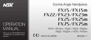 FX series Contra Angle Handpiece Operation Manual