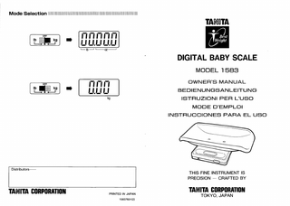 Digital Baby Scale Model 1583 Owners Manual