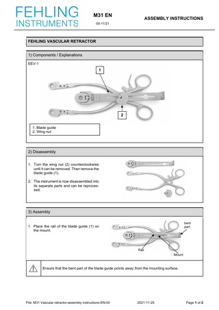 VASCULAR RETRACTOR Assembly Instructions 