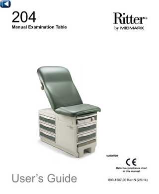 Model 204 Manual Examination Table Users Guide Rev N Feb 2014