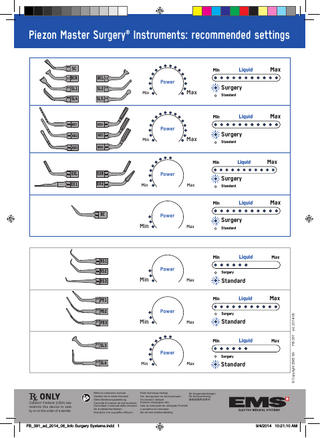 Piezon Master Surgery Instrument Recommended Settings June 2016