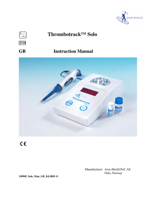 Thrombotrack Solo Instruction Manual Nov 2005