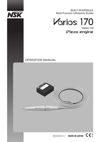 BUILT-IN MODULE Multi Function Ultrasonic Scaler  Varios 170  OPERATION MANUAL  OM-E0840E 002  