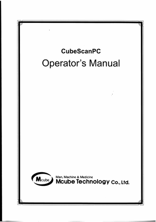 CubeScanPC Bladder Volume System Operators Manual