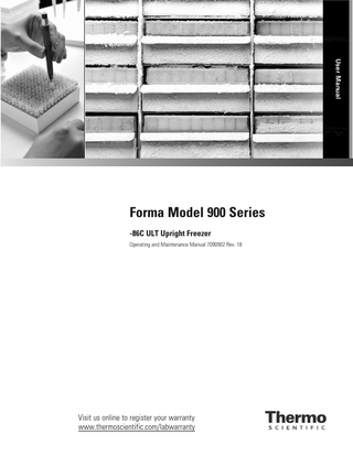 Forma Model 900 Series -86C ULT Upright Freezer Operating and Maintenance Manual Rev 18