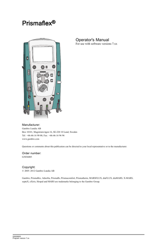 Prismaflex Operators Manual sw ver 7.xx