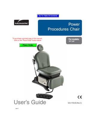 Model 614 Procedure Chair Users Guide Rev C