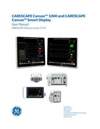 CARESCAPE Canvas 1000 and Canvas Smart Display User Manual sw ver 3(3.3) 1st Edition