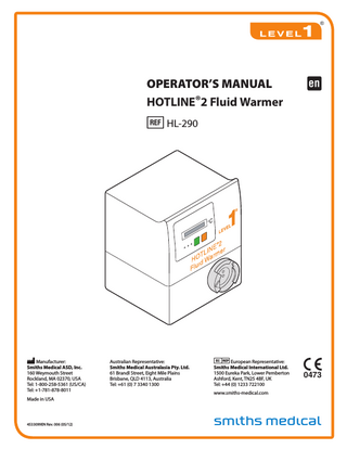 HOTLINE 2 HL-290 Operators Manual Rev 006 May 2012