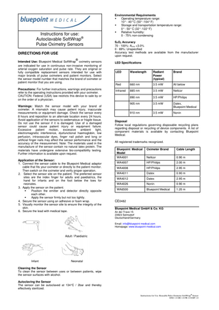 Autoclavable SoftWrap Pulse Oximetry Sensors Directions for Use V1.0