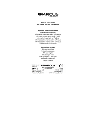 Drill Guide for Suture Anchor Placement Instructions for Use