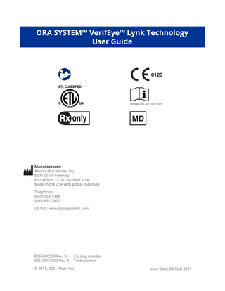 ORA SYSTEM VerifEye Lynk Technology User Manual Rev A