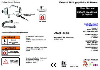 Air Blower Unit for the AirPod User Manual