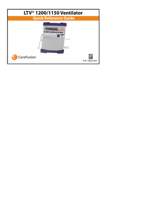 TABLE OF CONTENTS Table of Contents: Front and Side Panel Reference ... 1 Front Panel Display and Description... 1 Side Panel Descriptions... 3 Turning the Ventilator On and Off ... 5 Turning the Ventilator On ... 5 Turning the Ventilator Off ... 6 LTV® 1200/1150 Preset values Table... 7 LTV® 1200/1150 Preset Values Table (cont.) ... 8 Variable Controls... 9 SETTING UP MODES OF VENTILATION ... 11 Setting Up Assist/Control Mode ... 11 Setting Up SIMV Mode ... 13 Setting Up CPAP Mode ... 15 Setting Up NPPV Mode ... 17 Monitored Data ... 19 P/N 19822-001 Rev. B  ®  LTV 1200/1150 Ventilator  iii  