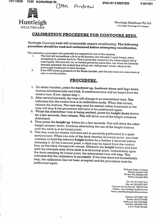 Contoura Beds Calibration Procedure Nov 2009