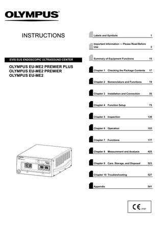 EU-ME2 Series EVIS EUS ENDOSCOPIC ULTRASOUND CENTER Instructions April 2014