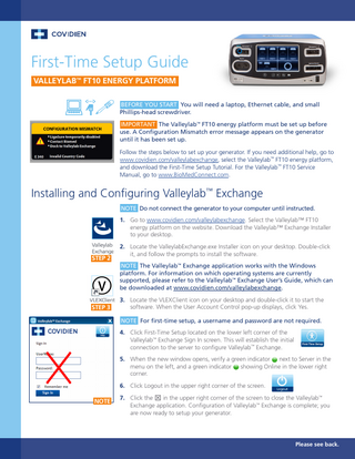 Valleylab FT10 First-Time Setup Guide