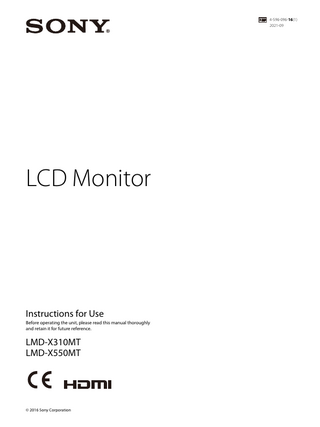 LMD-X550MT and LMD-X310MT LCD Monitor Instructions for Use  Sept 2021 