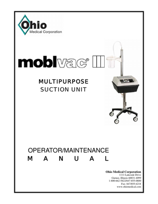 moblvac III Suction Unit Operator Manual