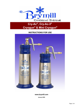 Cry-Vc, Cry-Ac-3 Cryogun & Mini Cryogun Instruction for Use Jan 2009