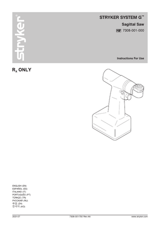 System G Sagittal Saw Instructions for Use Rev AA