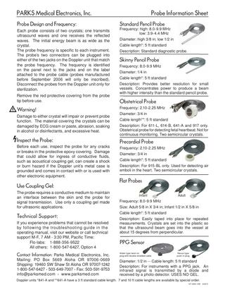 Probe Information and Care Sheet