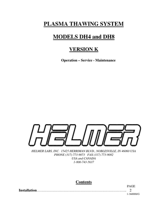 DH4 and DH8 Operation – Service – Maintenance Manual Ver K