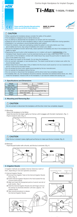 Ti-Max Handpiece Contra Angle Operation Manual