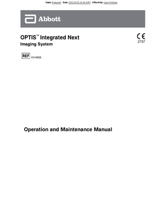 OPTIS Intergrated Next Operation and Maintenance Manual Rev A	