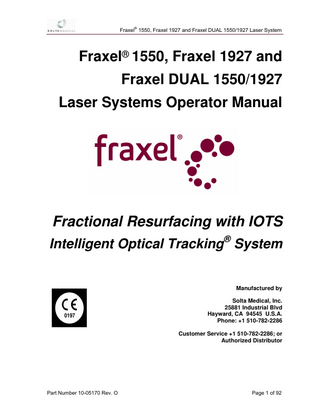 Fraxel series Operator Manual Rev O