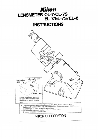 OL and EL Series Instructions