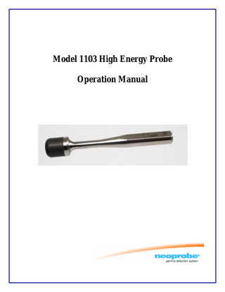 Model 1103 High Energy Probe Table of Contents 1. ... INTRODUCTION ... 4 2. ... EQUIPMENT ASSEMBLY ... 4 3. ... SYSTEM OPERATION ... 5 4. ... CONFIGURING BINARY PITCH MODE: ... 5 5. ... TERMINOLOGY AND SYMBOLS ... 10 6. ... CLEANING, DISINFECTION AND STERILIZATION... 11 7. ... MAINTENANCE ... 122 8. ... PROBE SPECIFICATIONS ... 13 9. ... WARNINGS, CAUTIONS AND NOTES ... 13 AW-000891 Page 3 of 14