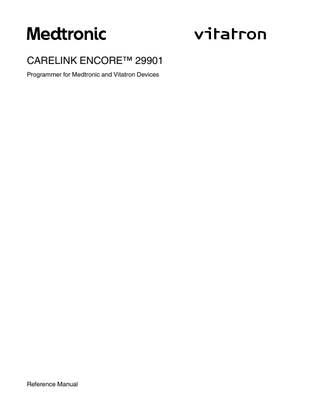 CARELINK ENCORE Model 29901 Programmer Reference Manual Rev B