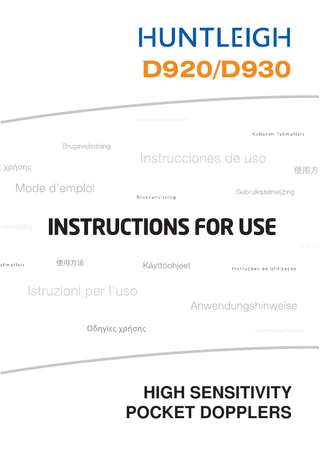 Table of Contents 1. Safety ... 3 1.1 1.2 1.3 1.4  Warnings... 3 Patient Applied Parts ... 4 Indications for Use... 4 Positioning ... 4  2. Introduction ... 5 2.1 2.2 2.3 2.4  Unpacking / Preliminary Checks ... 5 Battery Insertion / Relacement ... 5 Product Controls... 6 Product Labelling... 7  3. Operation ... 8 3.1 3.2  Obstetric Mode ... 8 After Use ... 9  4. Care and Cleaning ... 10 4.1 4.2 4.3 4.4  General Care... 10 General Cleaning and Disinfecting ... 11 Cleaning and Disinfecting Patient Applied Parts ... 11 Maintenance and Repair... 12  5. Specifications ... 13 5.1 5.2 5.3 5.4 5.5  Equipment Classification ... 13 Standards Compliance ... 13 General ... 14 Environmental ... 14 Accessories ... 14  6. Electromagnetic Compatibility ... 15 7. End of Life Disposal... 19 8. Warranty & Service ... 20  