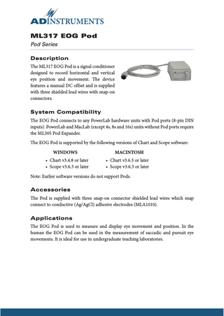 ML317 EOG Pod Operating Instructions