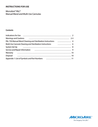 MicroAire PAL Instructions for Use Rev B