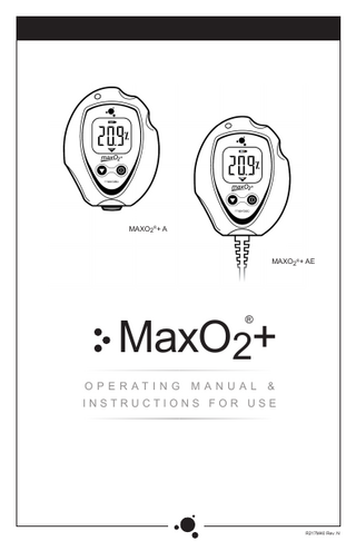 TABLE OF CONTENTS Classification... I Warranty ... I Warnings... II 1.0 SYSTEM OVERVIEW... 1 1.1 Base Unit Description... 1 1.2 Symbol Guide... 1 1.3 Component Identification... 2 1.4 Component Description... 2 1.5 MAX-250+ Oxygen Sensor ... 3 2.0 OPERATING INSTRUCTIONS... 3 2.1 Getting Started... 3 2.1.1 Protect Tape... 3 2.1.2 Automatic Calibration... 3 2.2 Calibrating the MAXO2+ Oxygen Analyzer ... 4 2.2.1 In-line Calibration (Flow Diverter - Tee Adaptor) ... 4 2.2.2 Direct Flow Calibration (Barb) ... 5 3.0 FACTORS INFLUENCING ACCURATE READINGS... 5 3.1 Elevation Changes... 5 3.2 Temperature Effects... 5 3.3 Pressure Effects... 6 3.4 Humidity Effects... 6 4.0 CALIBRATION ERRORS AND ERROR CODES... 6 5.0 CHANGING THE BATTERIES ... 7 6.0 CHANGING THE OXYGEN SENSOR... 8 6.1 MAXO2+A Model... 8 6.2 MAXO2+AE Model... 9 7.0 CLEANING AND MAINTENANCE... 9 8.0 SPECIFICATIONS... 10 8.1 Base Unit Specifications... 10 8.2 Sensor Specifications... 11 9.0 MAXO2+ SPARE PARTS AND ACCESSORIES... 11 9.1 Included with your Unit... 11 9.2 Standard Replacement Parts... 11 9.3 Optional Accessories... 12 3.1 Optional Adaptors... 12 3.2 Mounting Options ... 12 3.3 Carrying Options... 12  866.4.Maxtec www.maxtec.com 866.4.Maxtec www.maxtec.com www.maxtec.com  III  