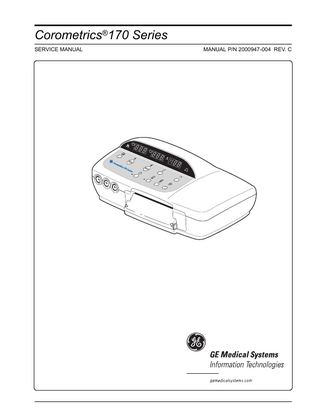 Corometrics®170 Series SERVICE MANUAL  MANUAL P/N 2000947-004 REV. C  