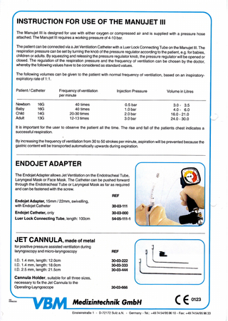 Manujet III Instructions for Use 2000