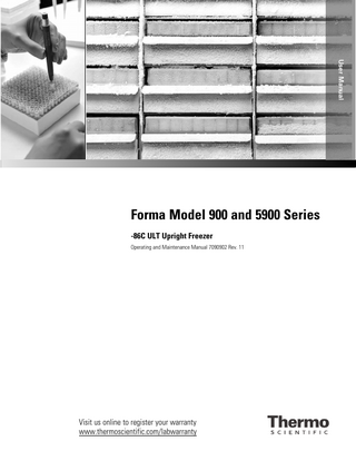 Forma Model 900 and 5900 Series -86C ULT Upright Freezer Operating and Maintenance Manual Rev 11