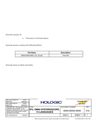 MyoSure Rod Lens Hysteroscope Instructions for Use